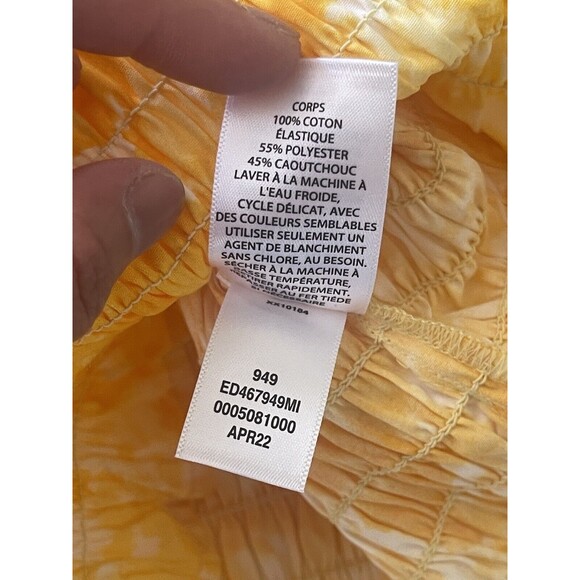 Open Edit Yellow Ballon Puff Sleeve Smocked Top with Floral Print Size Small NWT - Picture 7 of 8